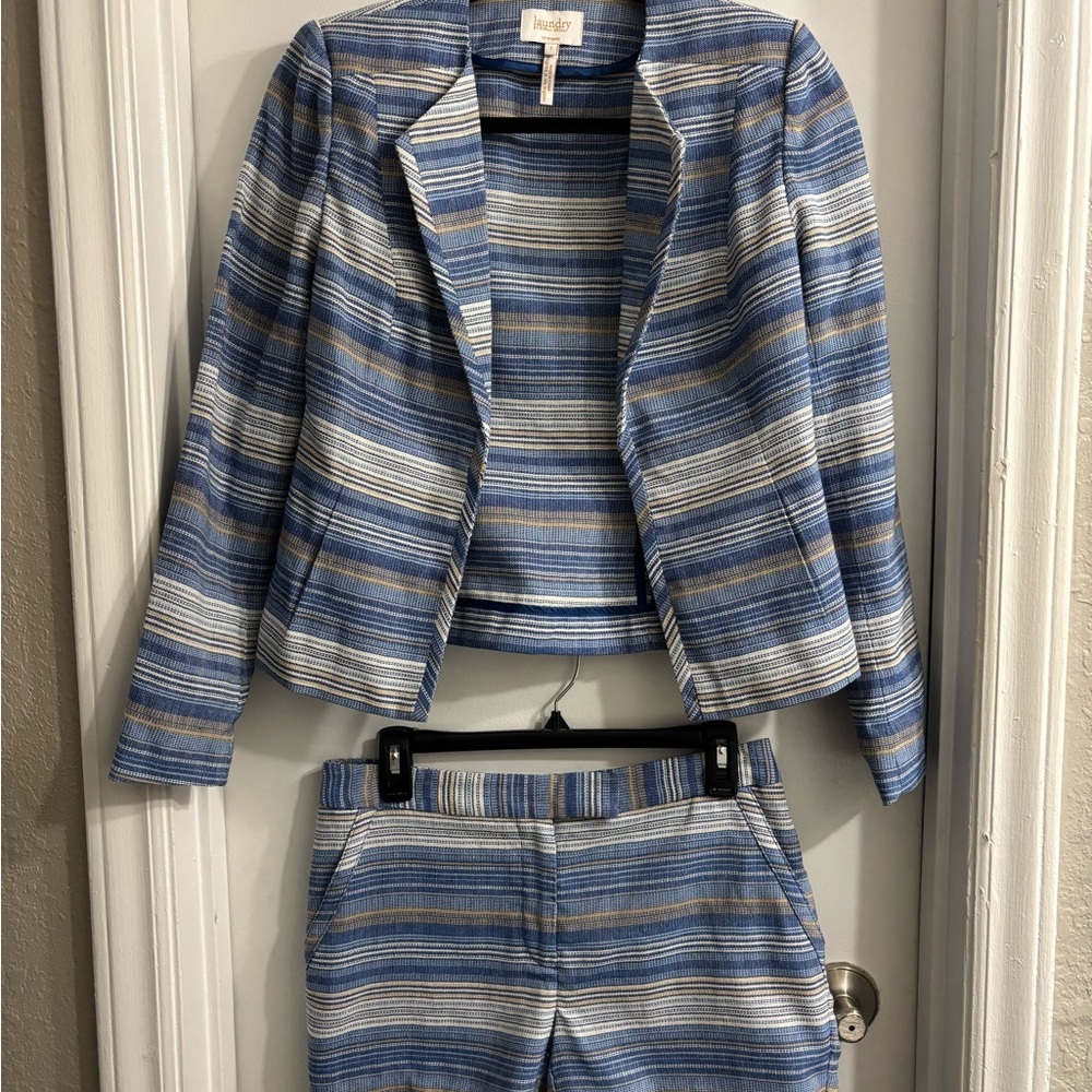 Laundry Blue Striped Blazer and Short Set